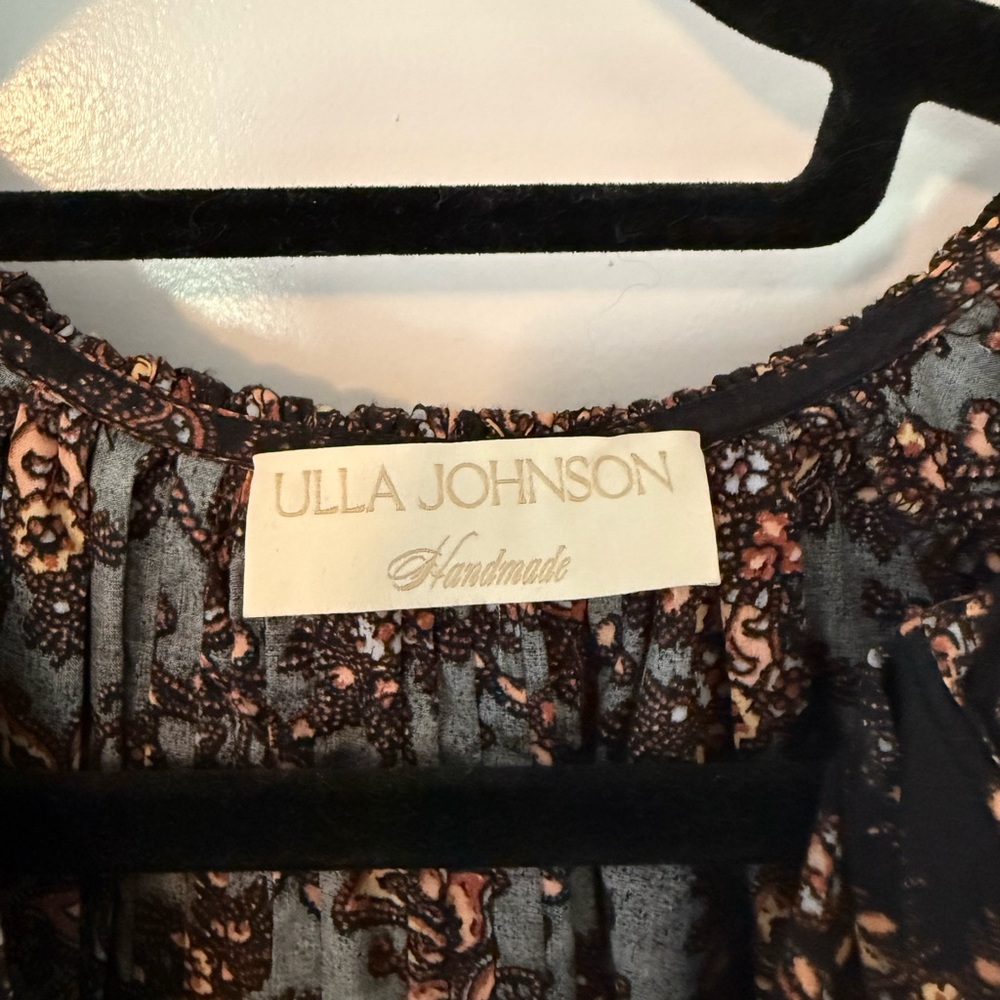 Ulla Johnson Black and Brown Floral Midi Dress - Picture 3 of 14